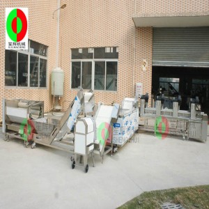 Continuous fruit and vegetable peeling cleaning cutting and drying production line